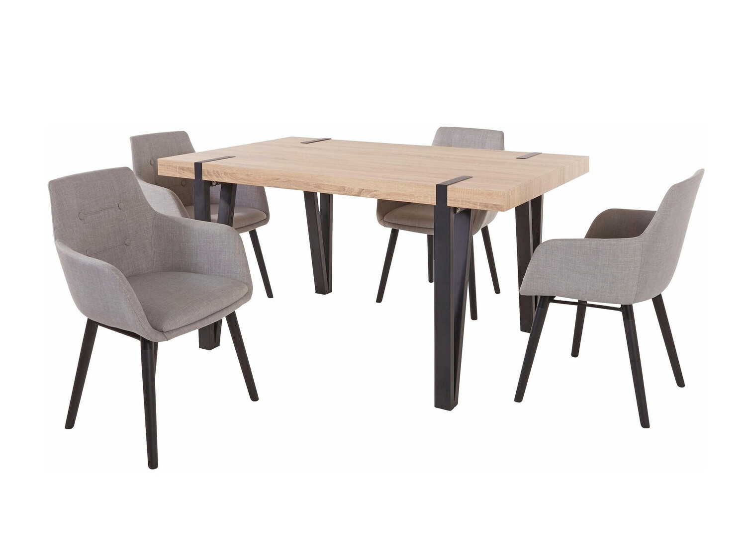 Étkezőgarnitúra Denton 591 (Világosszürke + Fekete)