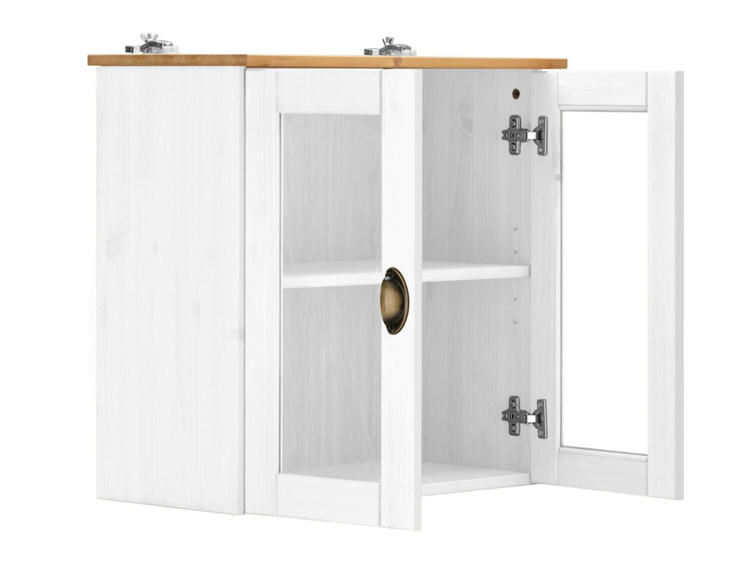 Fali fürdőszoba szekrény Serelbu 102 (Fehér + Világosbarna)