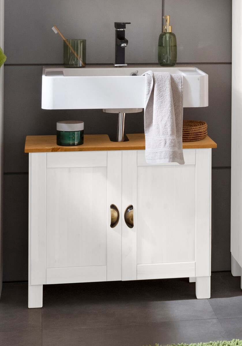 Mosdó alatti álló szekrény Serelbu 103 (Fehér + Világosbarna)