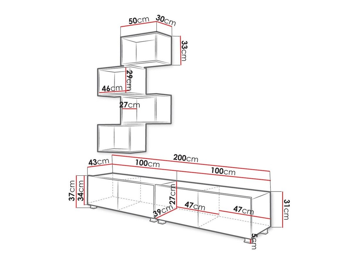 Nappali szett Tivdalu 150 (Fekete + Fényes fekete + Artisan tölgy)