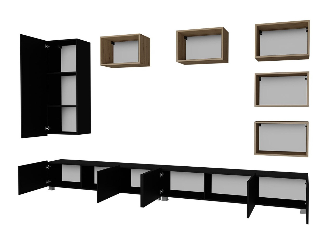 Nappali szett Tivdalu 157 (Fehér + Fényes fehér + Arany tölgy)