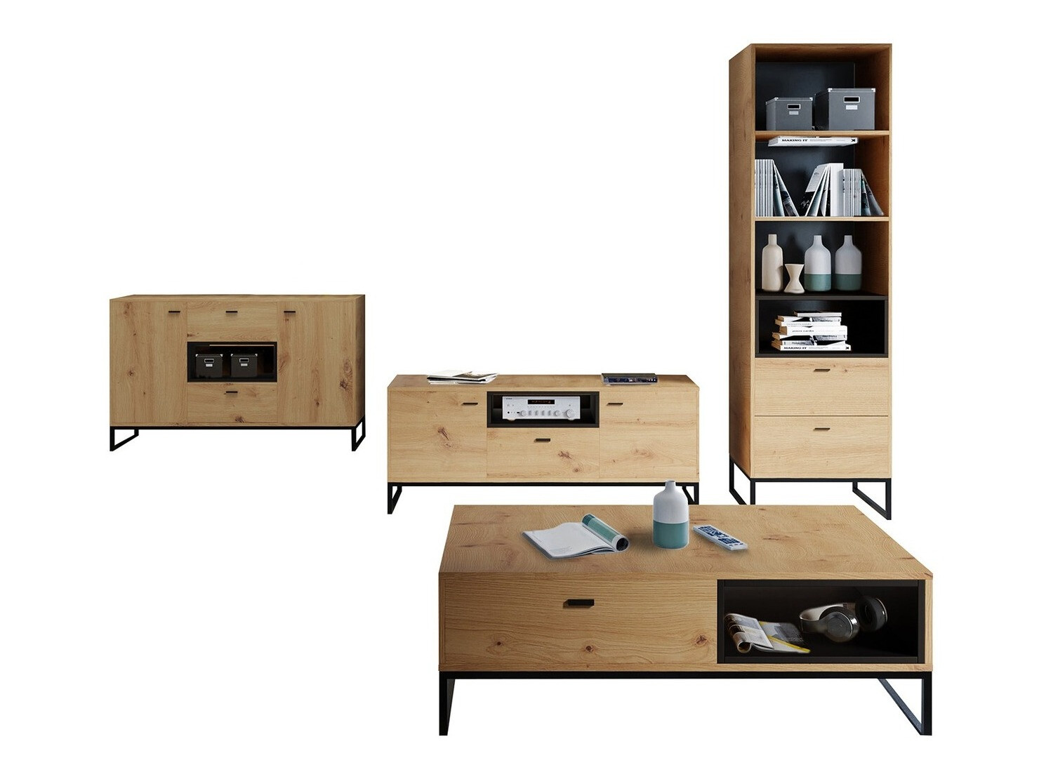 Nappali szett Baltesi 109 (Artisan tölgy + Fekete)