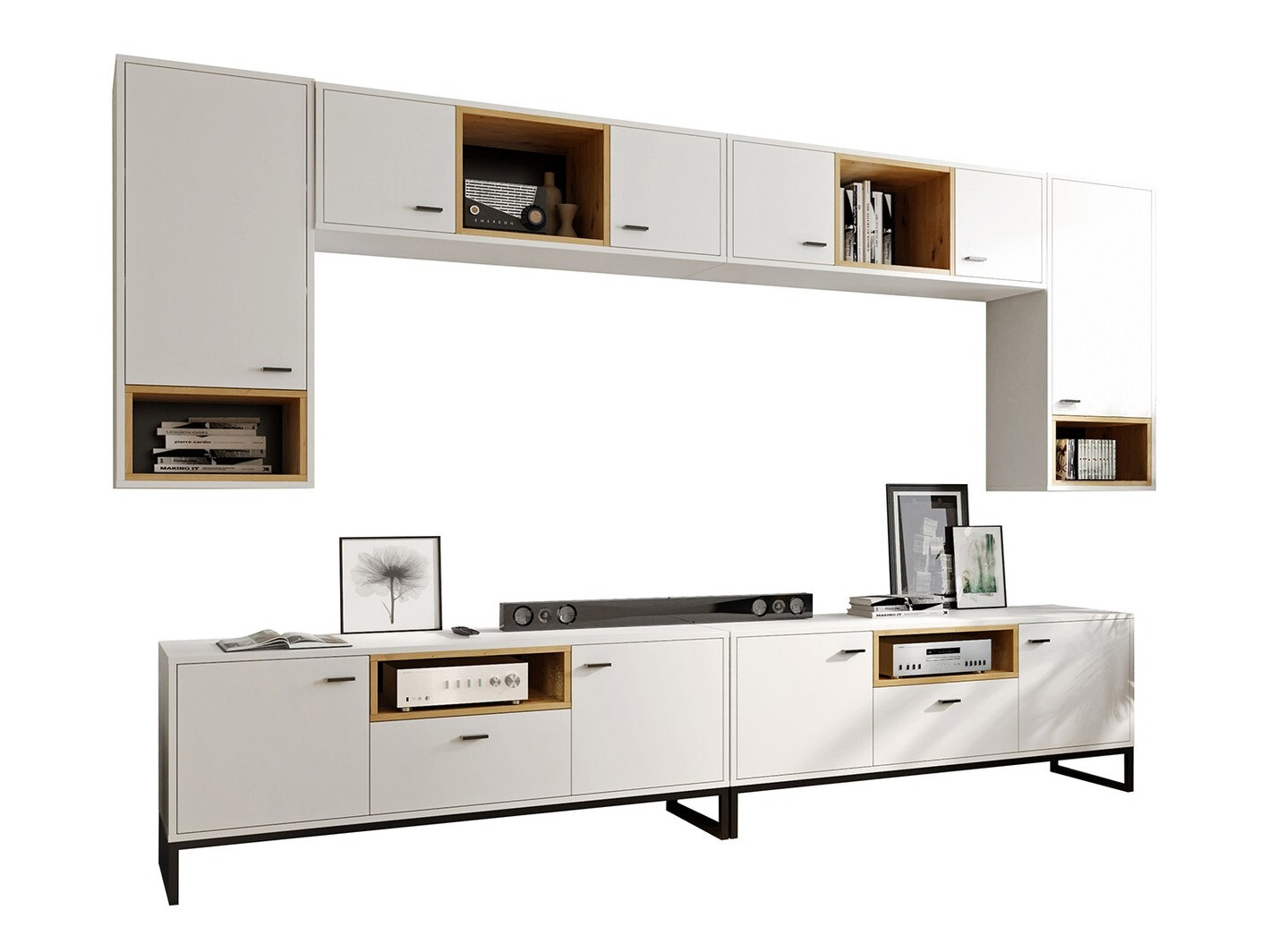 Nappali szett Baltesi 113 (Fehér + Artisan tölgy)