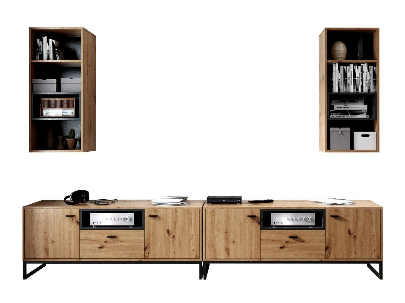 Nappali szett Baltesi 115 (Artisan tölgy + Fekete)