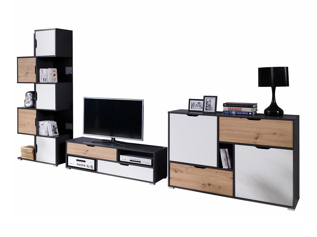 Nappali szett Providence H116 (Grafit + Artisan tölgy + Fehér)