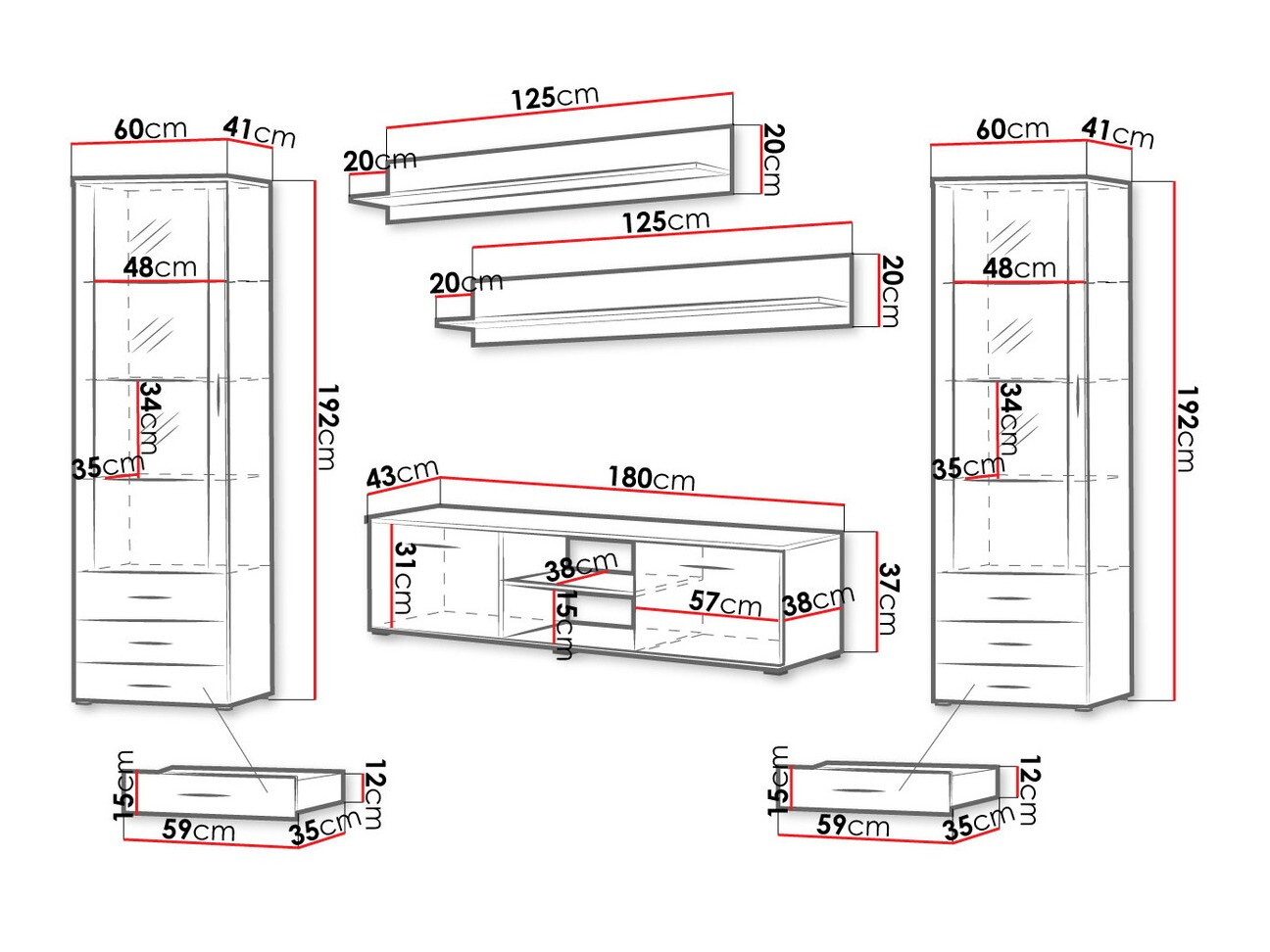 Nappali szett Tornola 109 (Fehér + Fényes fehér)