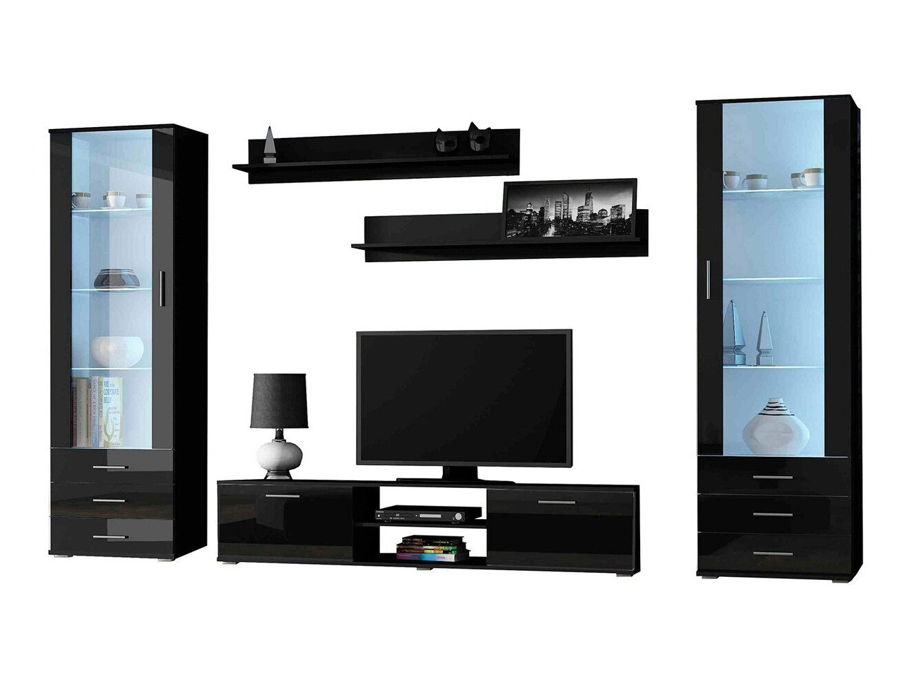 Nappali szett Tornola 109 (Fekete + Fényes fekete)