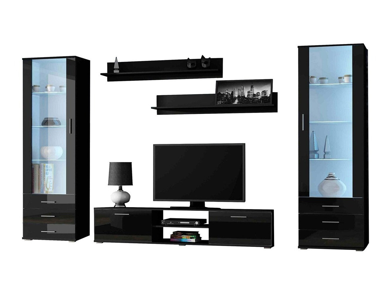 Nappali szett Tornola 109 (Fekete + Fényes fekete)