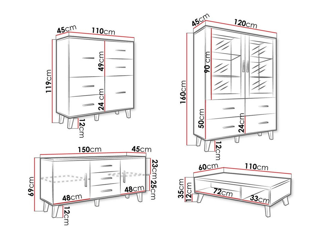 Nappali szett Larfloi 112 (Wotan tölgy + Fekete)