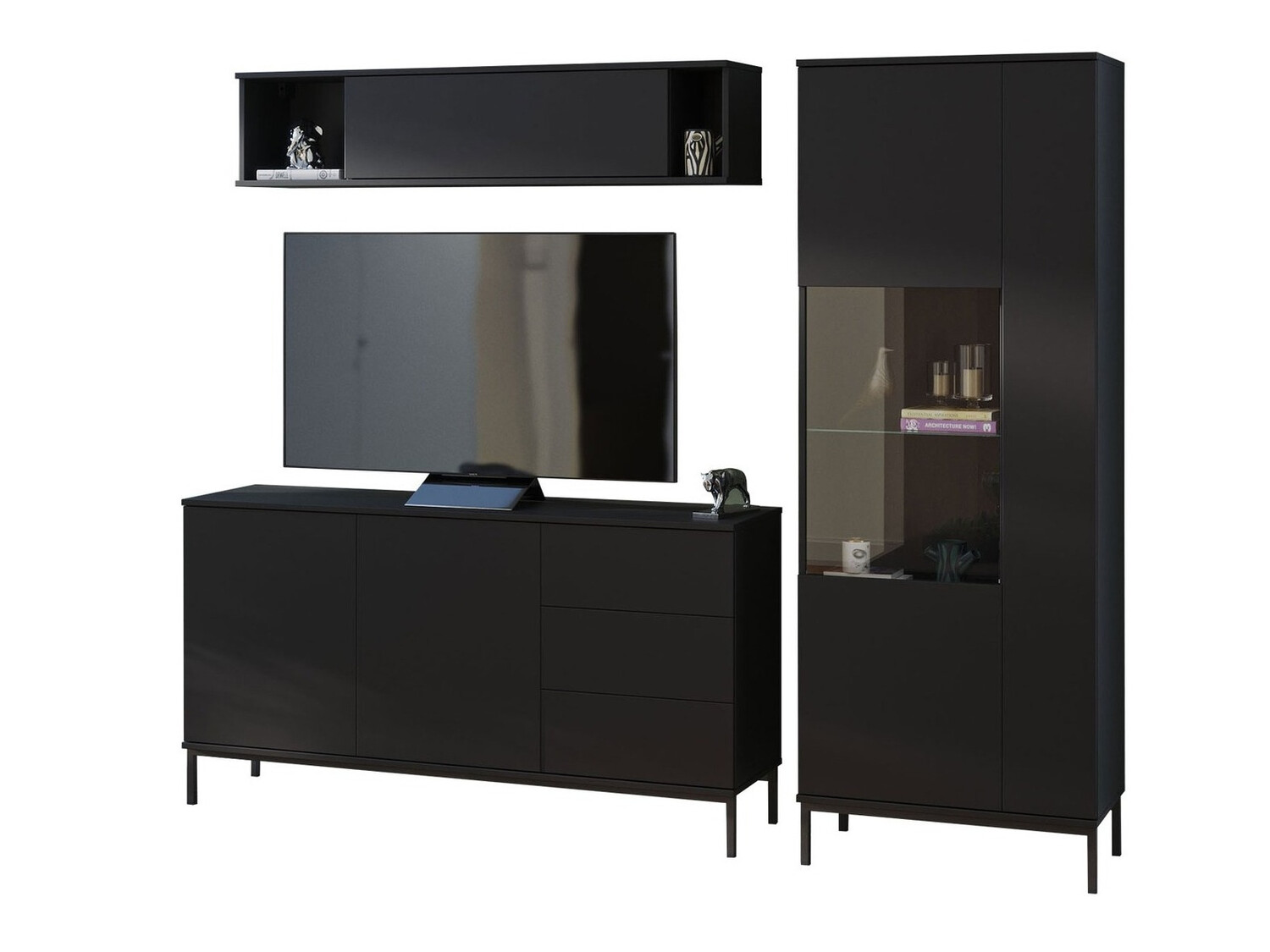 Nappali szett Lomsore 110 (Fekete)