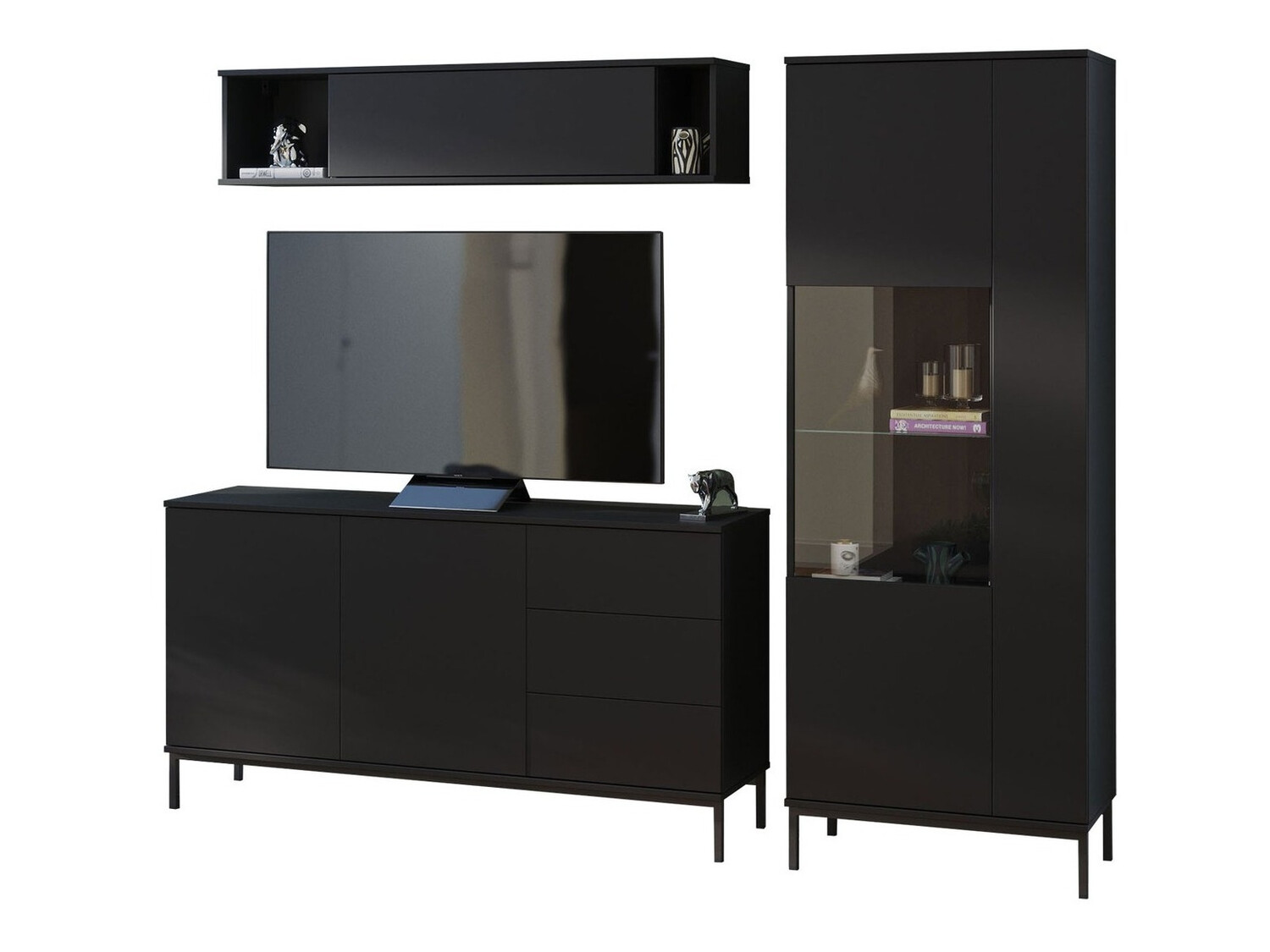 Nappali szett Lomsore 110 (Fekete)