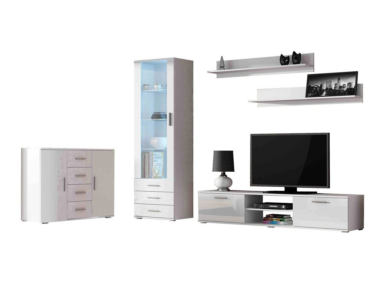 Nappali szett Tornola 108 (Fehér + Fényes fehér)