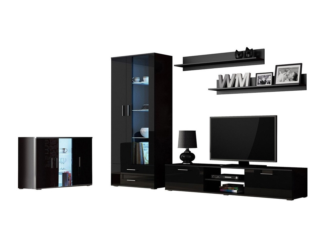 Nappali szett Tornola 116 (Fekete + Fényes fekete)