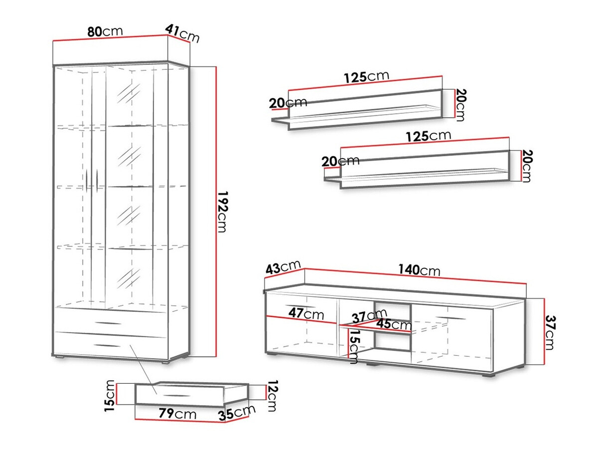 Nappali szett Tornola 117 (Fehér + Fényes fehér)