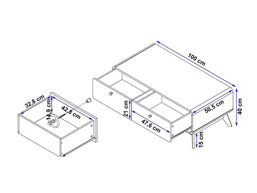 Dohányzóasztal Elbtena 100 (Fehér + Tölgy)