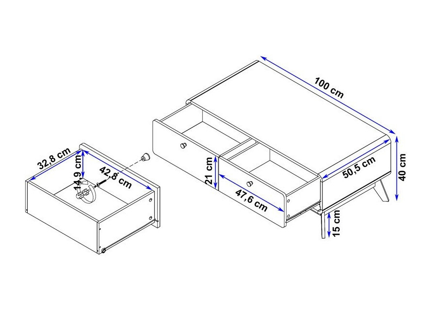 Dohányzóasztal Elbtena 100 (Tölgy + Fehér)