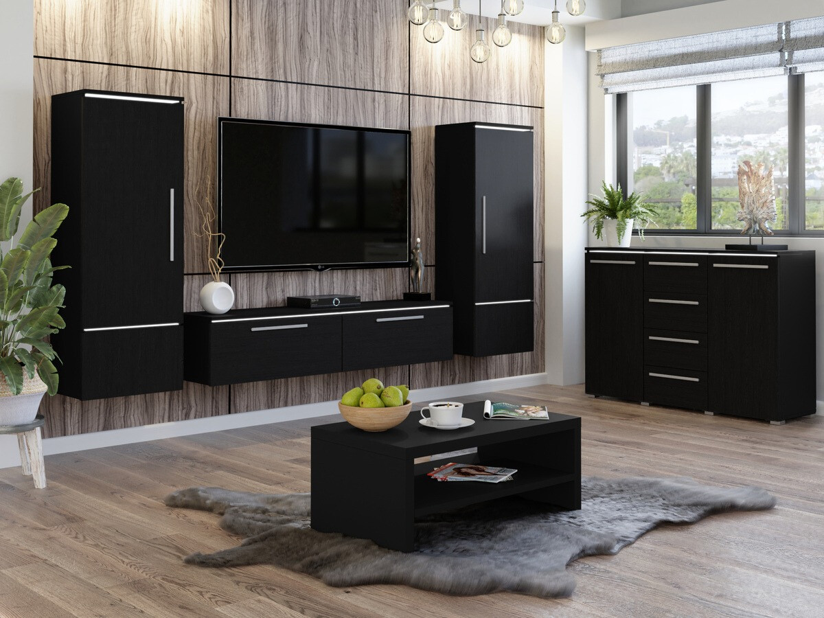 Nappali szett Austin AH105 (Fekete + Fekete tölgy)