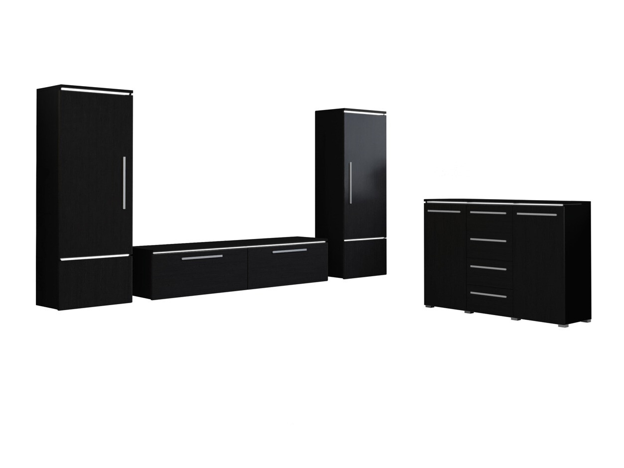 Nappali szett Austin AH105 (Fekete + Fekete tölgy)