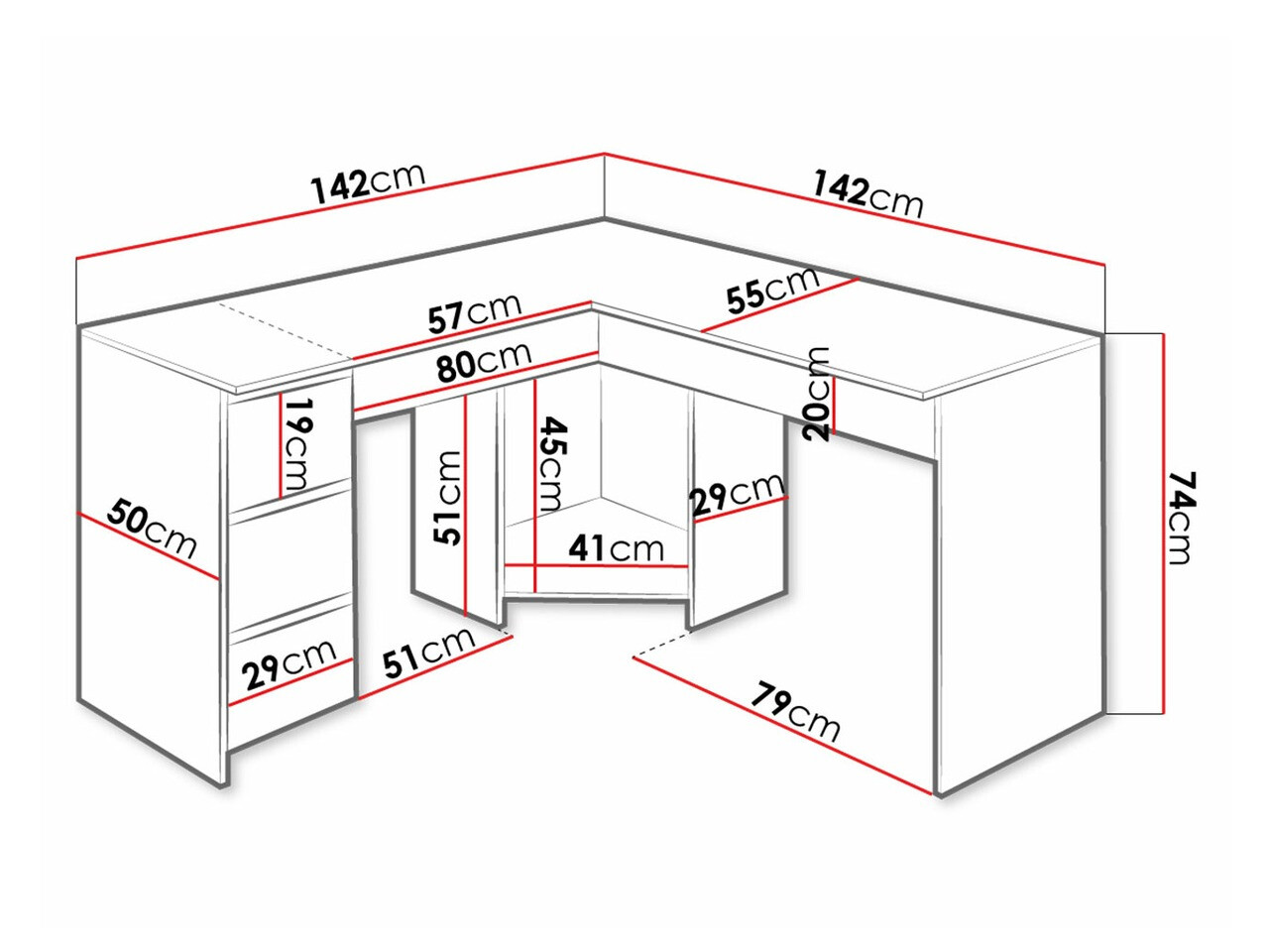 Sarok íróasztal Comfivo Insuler