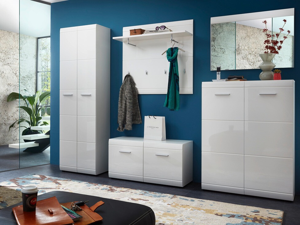 Gardróbszekrény Livromu 107 (Fényes fehér + Fehér)