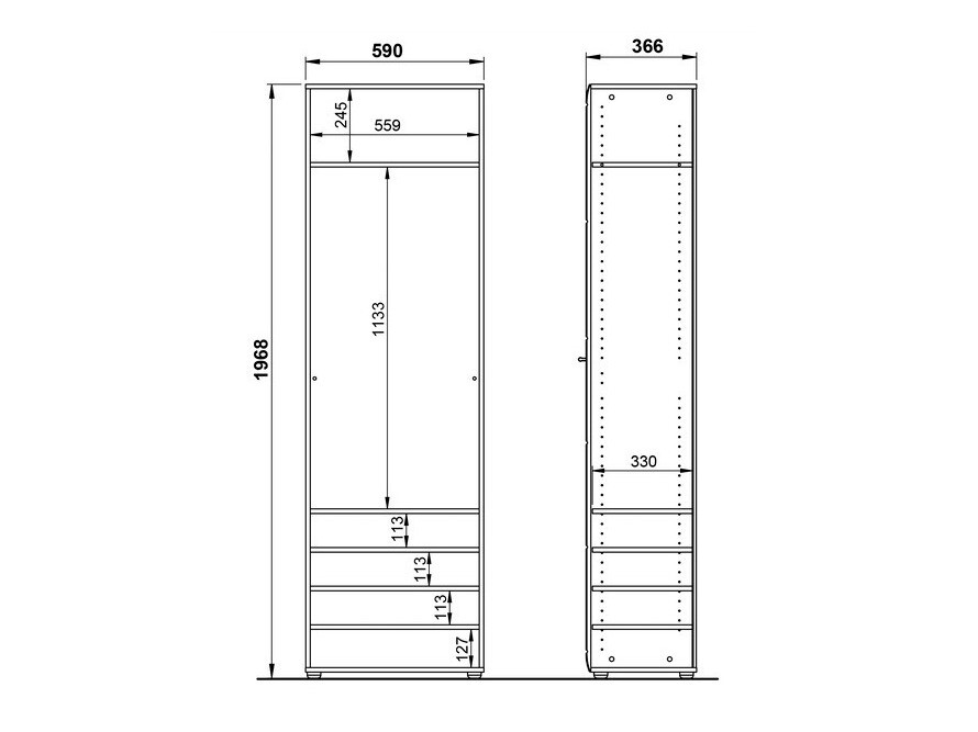 Gardróbszekrény Livromu 107 (Fényes fehér + Fehér)