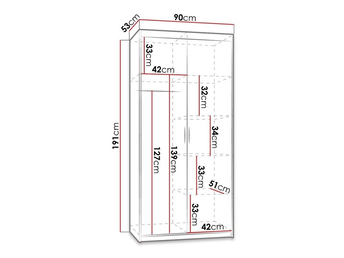 Gardróbszekrény Novduni 100 (Fehér)