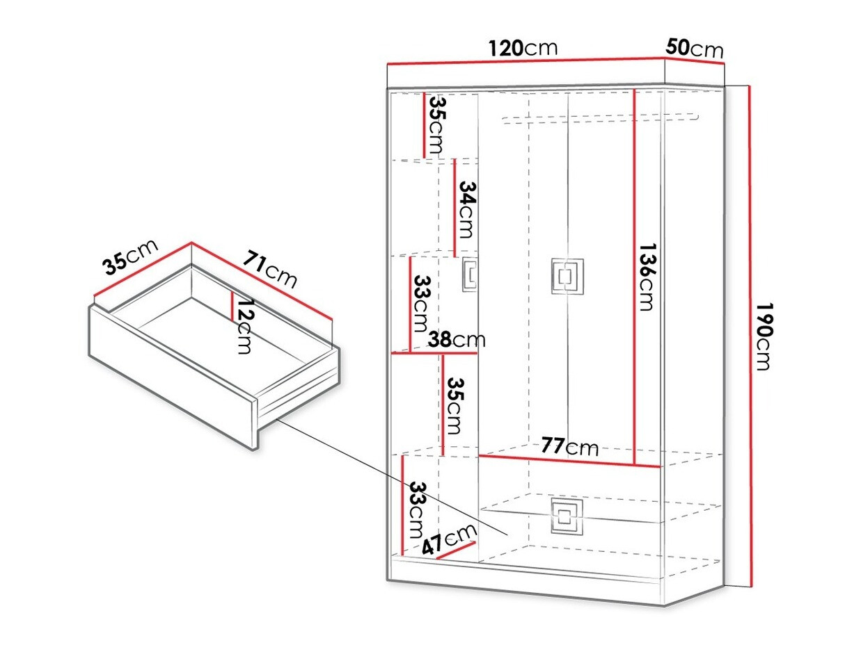 Gardróbszekrény Tolfere 103 (Világos tölgy + Fehér + Türkiz)