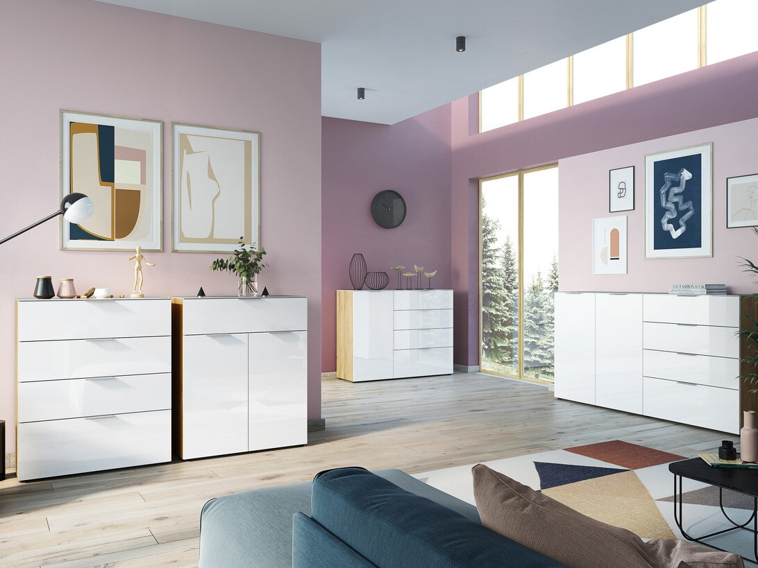 Komód Sacramento 300 (Fehér + Navarra tölgy)