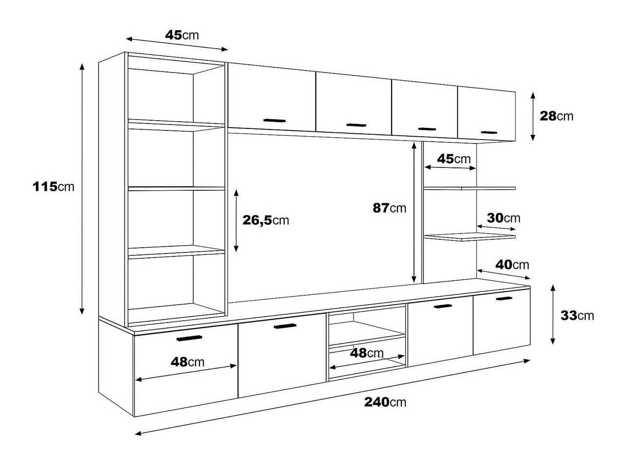 Nappali szett Springfield 172 (Fekete + Fényes fekete)