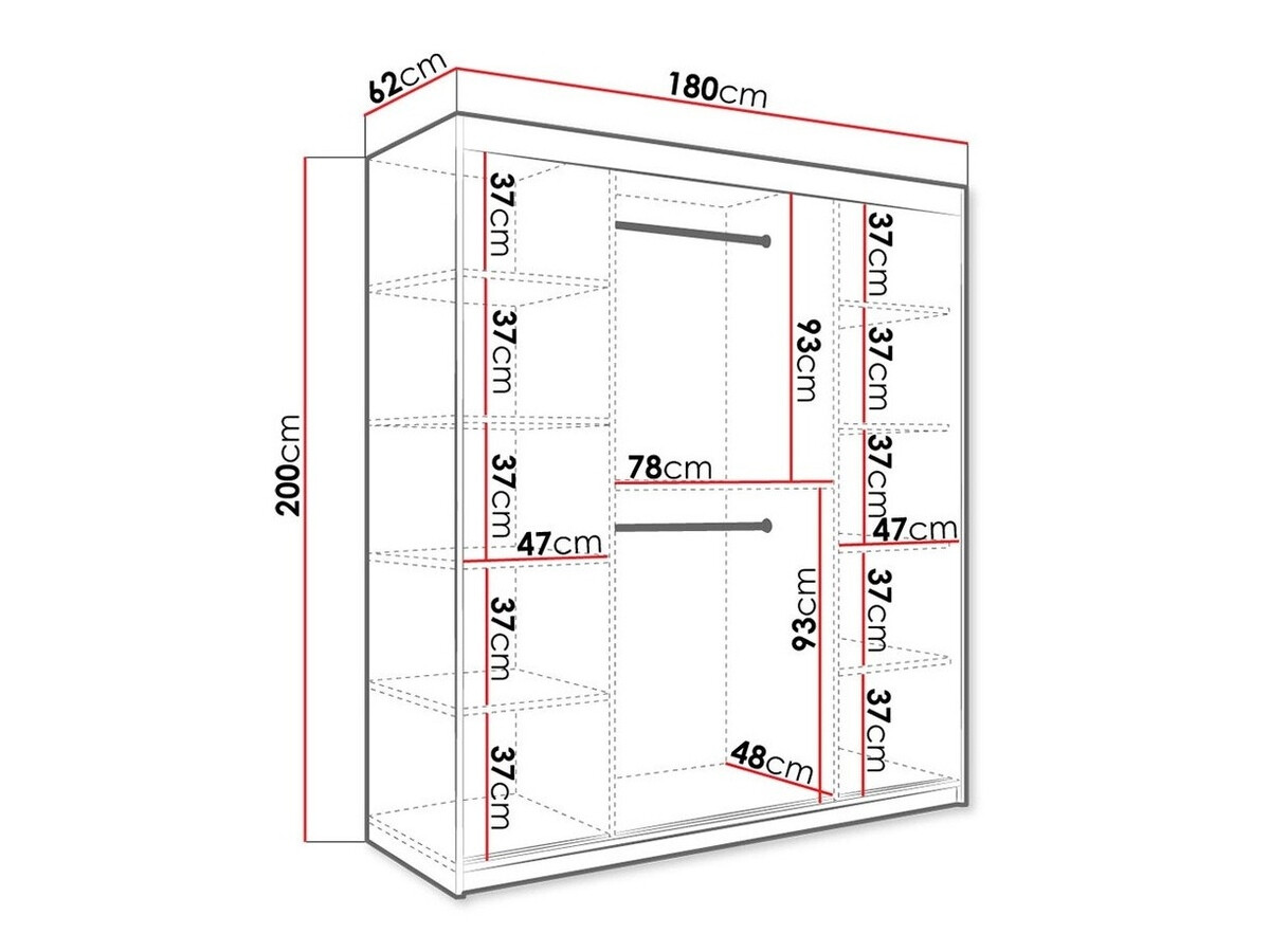 Gardróbszekrény Hartford 261 (Matt fehér + Fekete márvány)