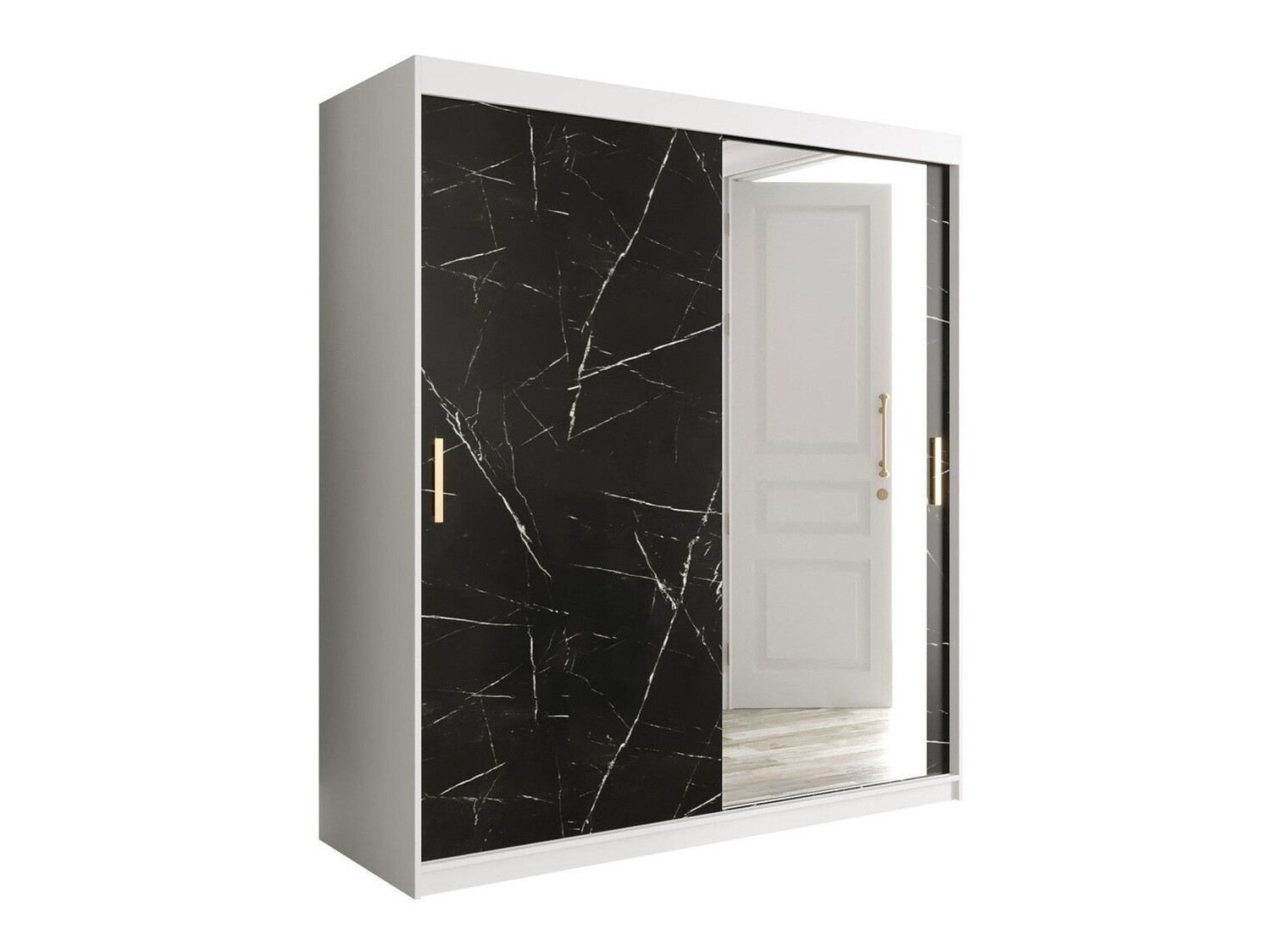 Gardróbszekrény Hartford 261 (Matt fehér + Fekete márvány)