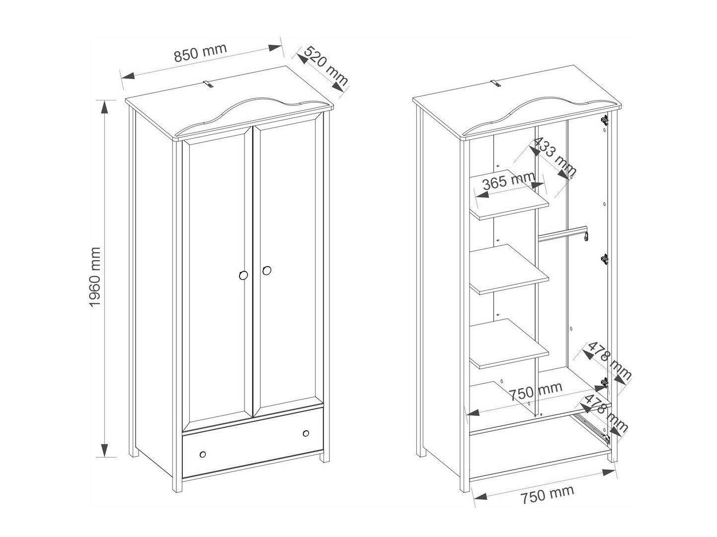 Gardróbszekrény Elblive 130