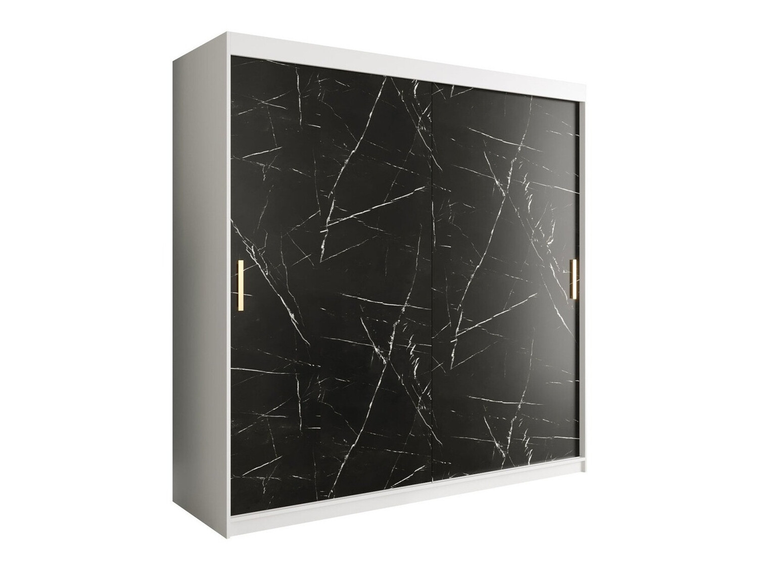 Gardróbszekrény Hartford 250 (Matt fehér + Fekete márvány)