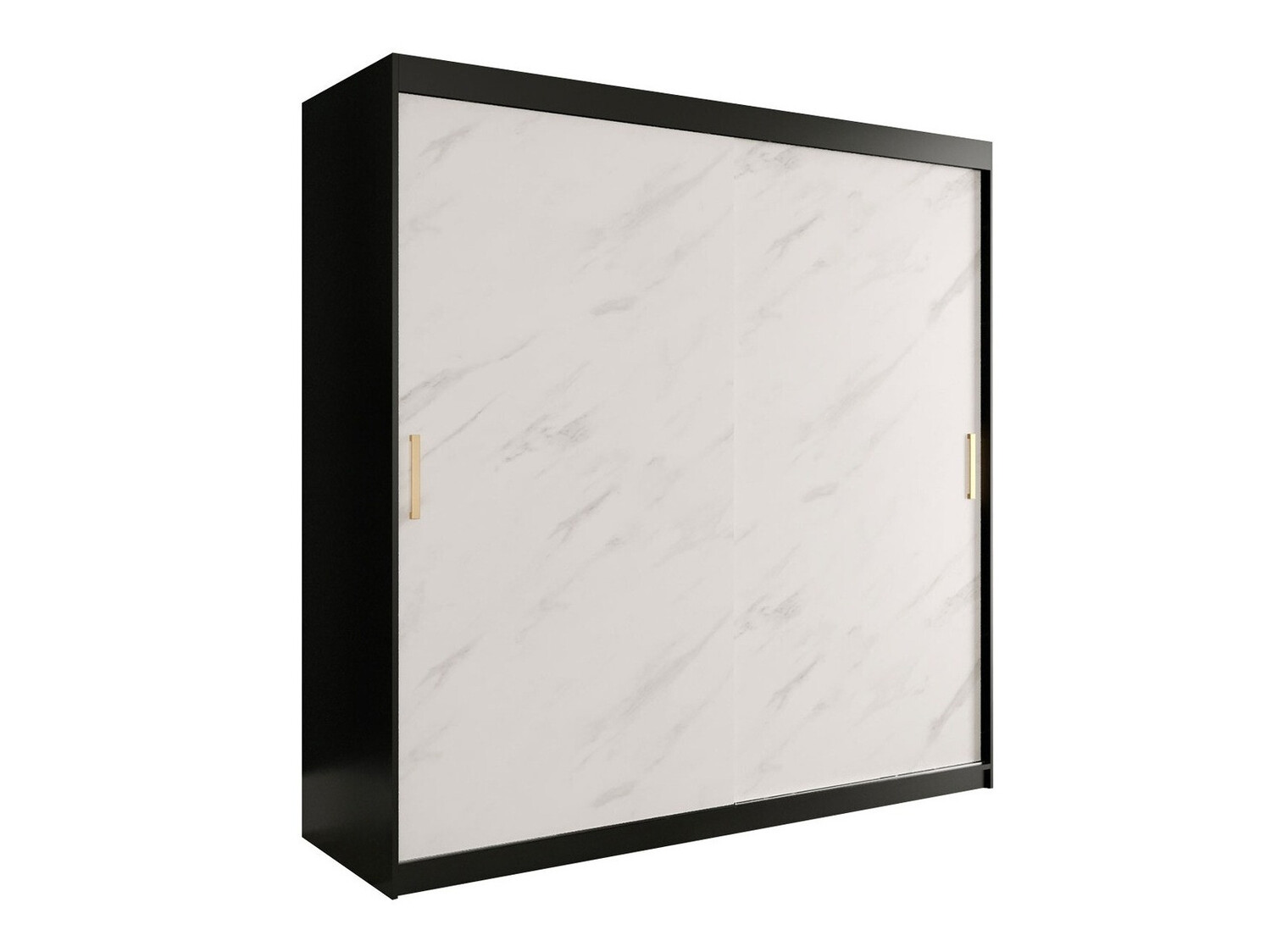 Gardróbszekrény Hartford 250 (Matt fekete + Fehér márvány)