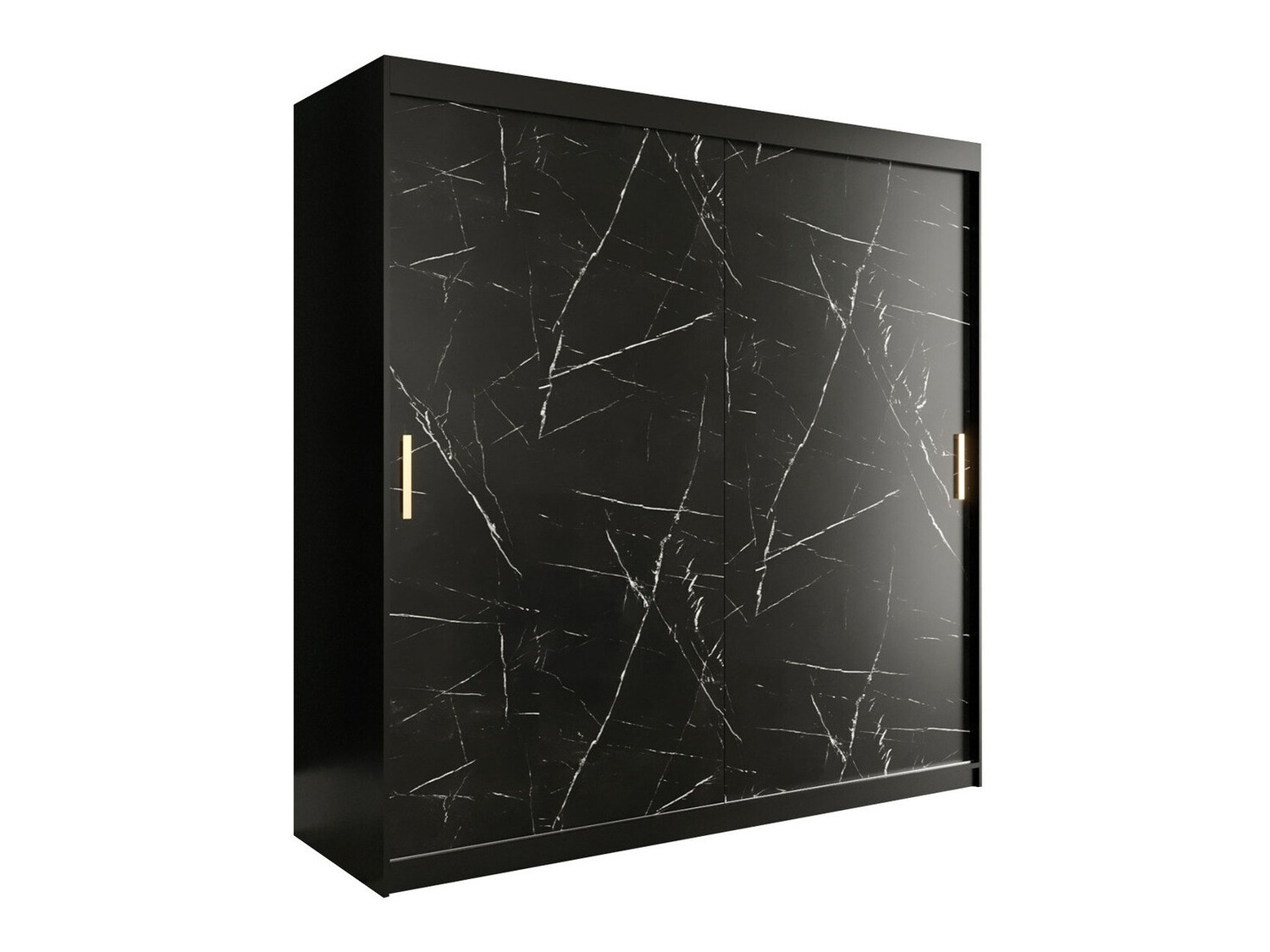 Gardróbszekrény Hartford 250 (Matt fekete + Fekete márvány)