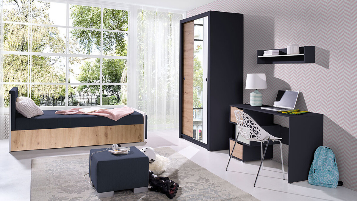 Gardróbszekrény Providence H111 (Grafit + Artisan tölgy + Fehér)