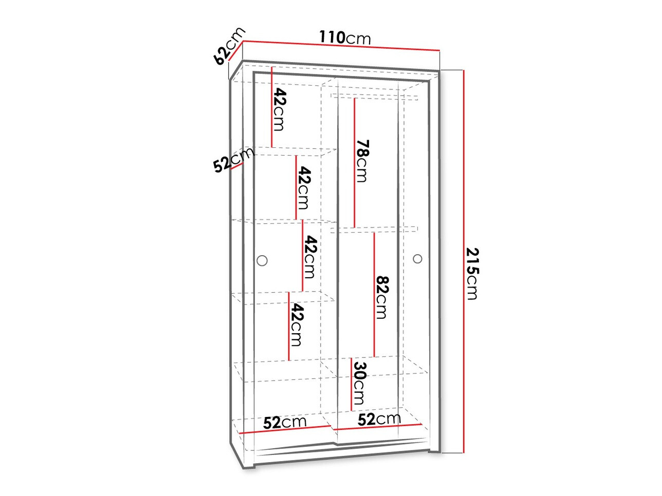 Gardróbszekrény Providence H111 (Grafit + Artisan tölgy + Fehér)