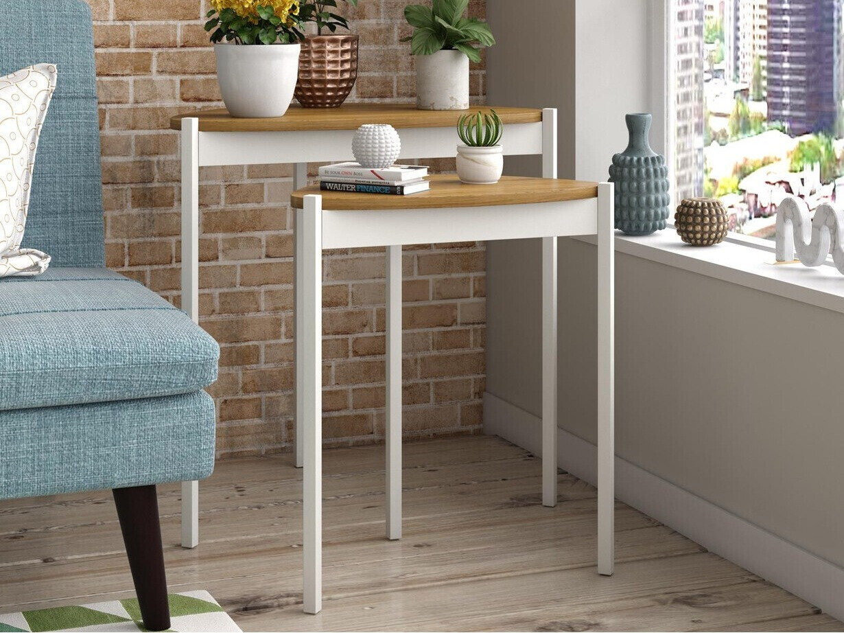 Oldalsó asztalok szett Novogratz 154 (Fehér + Dió)