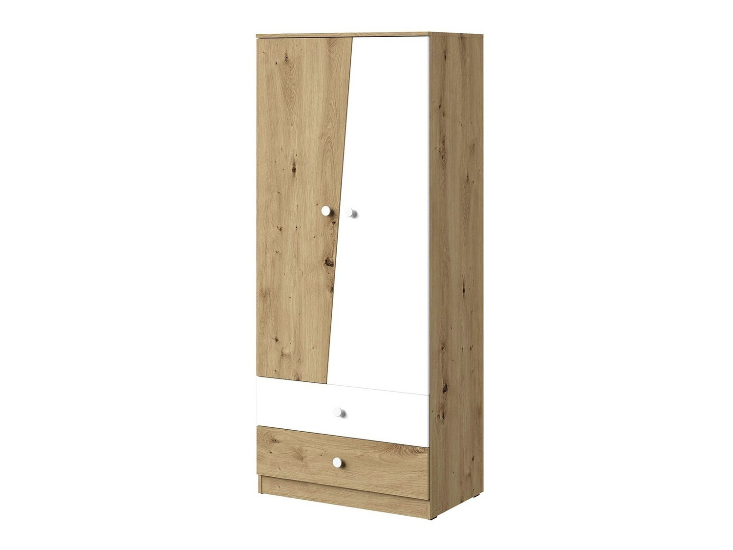 Gardróbszekrény Almira 100 (Artisan tölgy + Fehér)