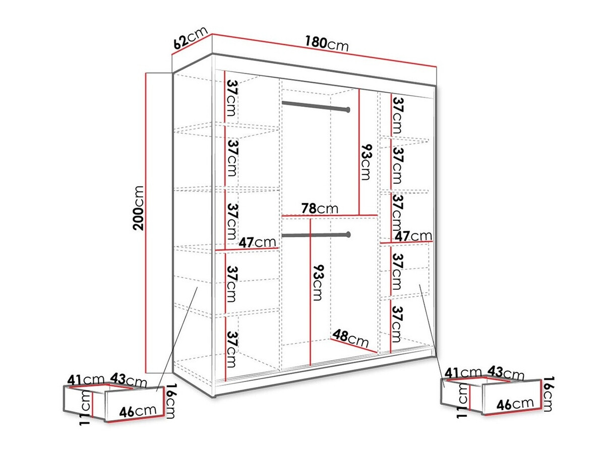 Gardróbszekrény Hartford 249 (Matt fehér + Fekete márvány)