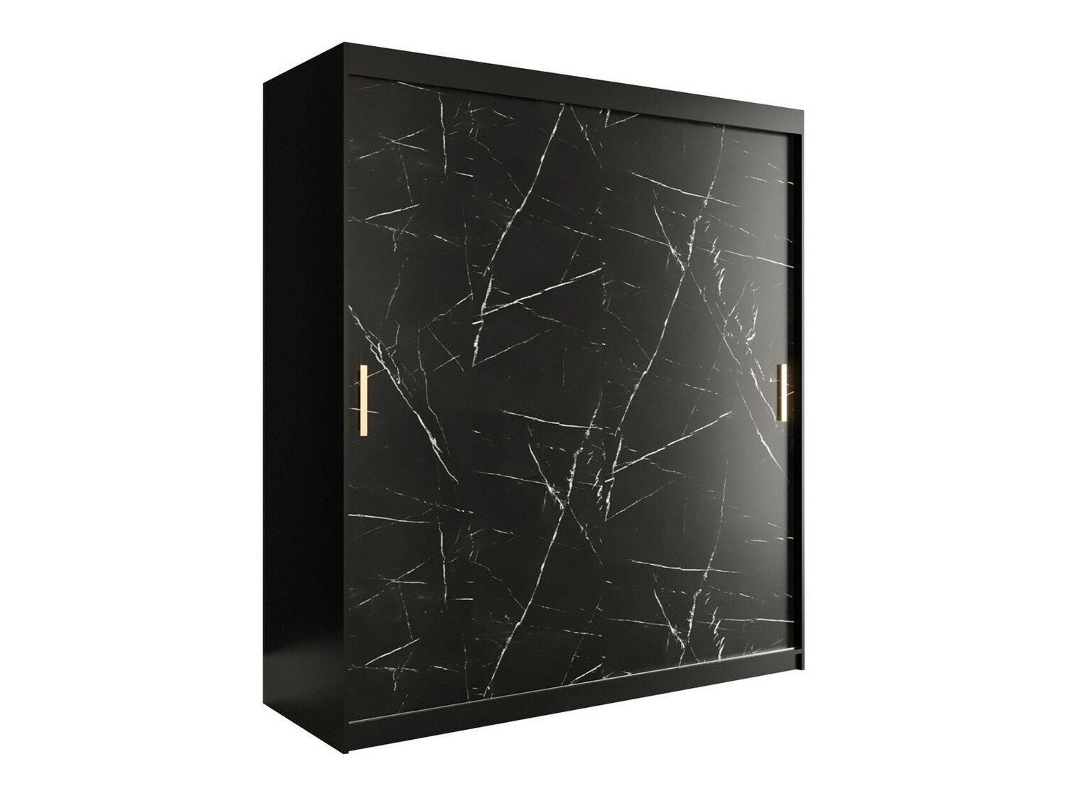 Gardróbszekrény Hartford 249 (Matt fekete + Fekete márvány)
