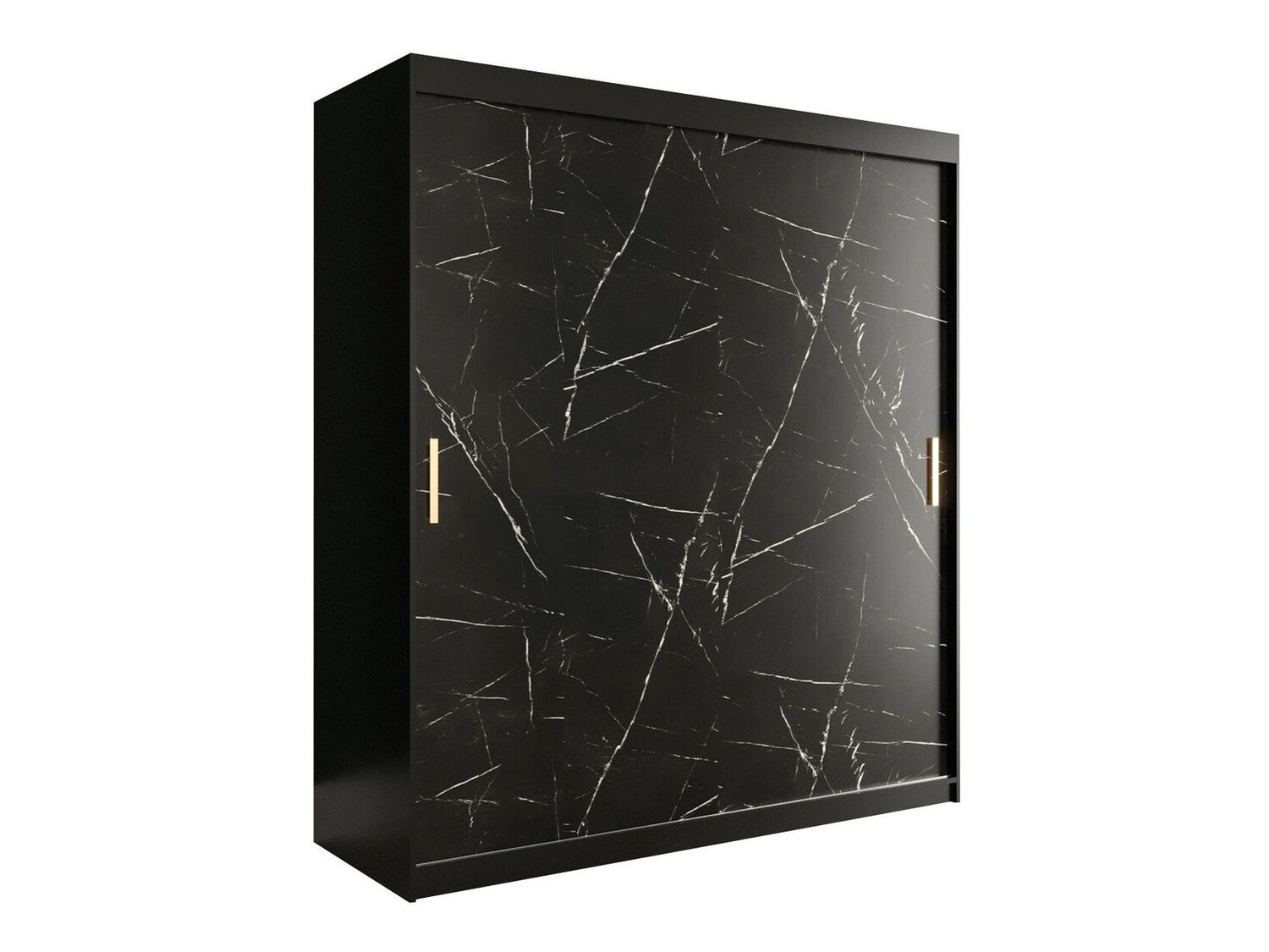 Gardróbszekrény Hartford 249 (Matt fekete + Fekete márvány)