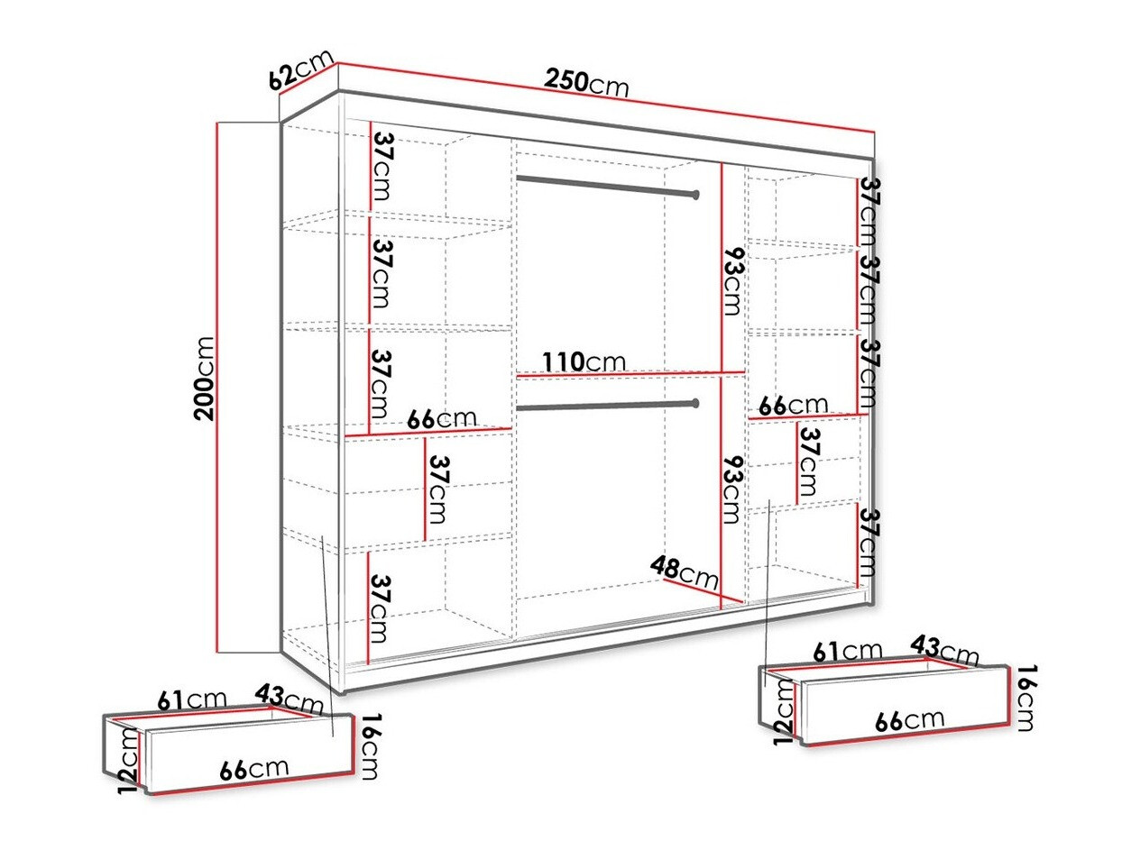 Gardróbszekrény Hartford 263 (Matt fekete + Fekete márvány)