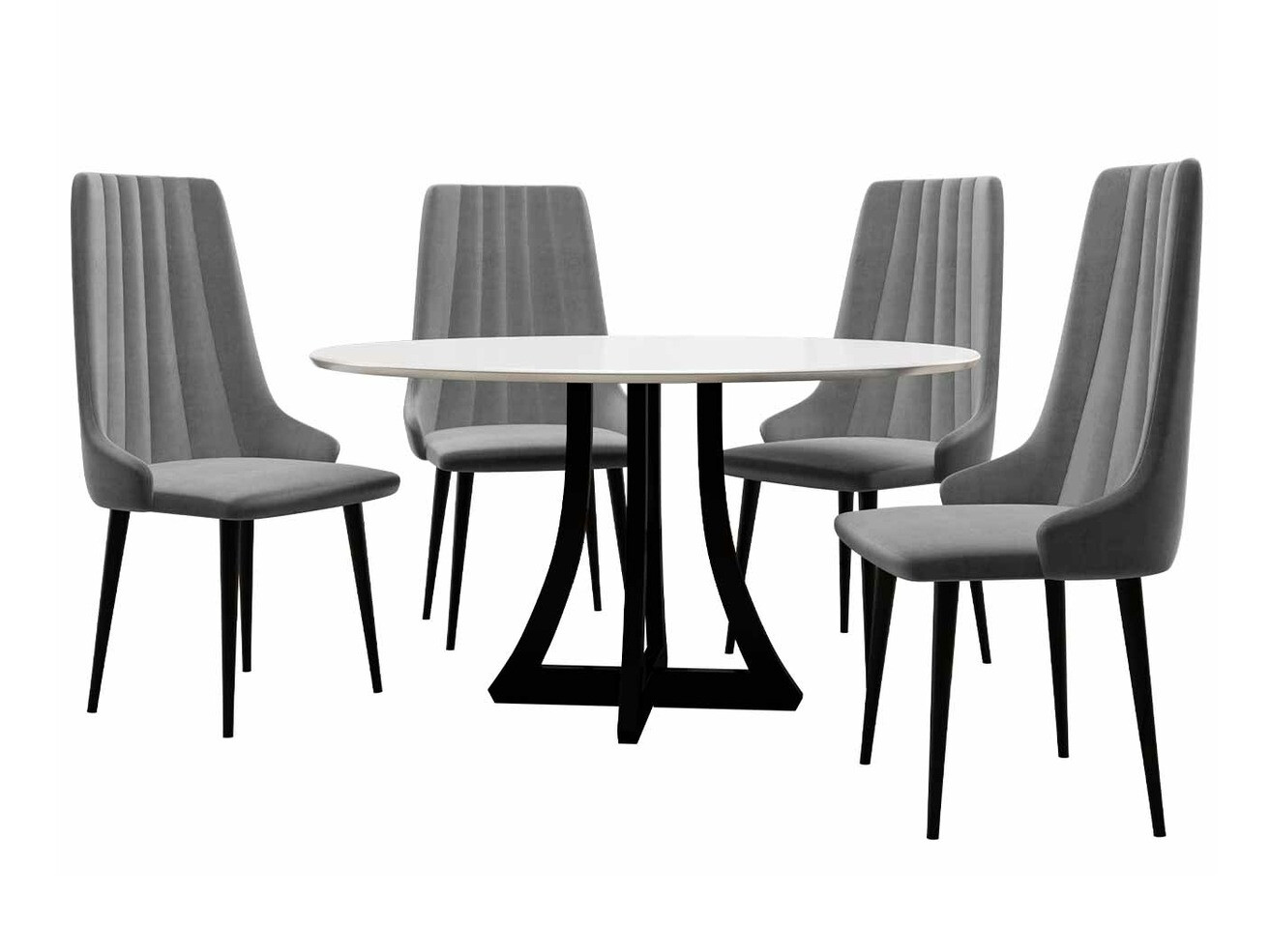 Étkezőgarnitúra Racine 135 (Fényes fekete + Fényes fehér)