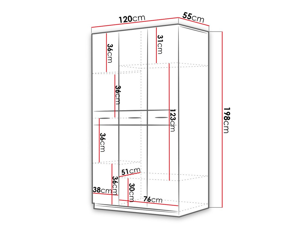 Gardróbszekrény Campus (Fehér + Fényes fehér)