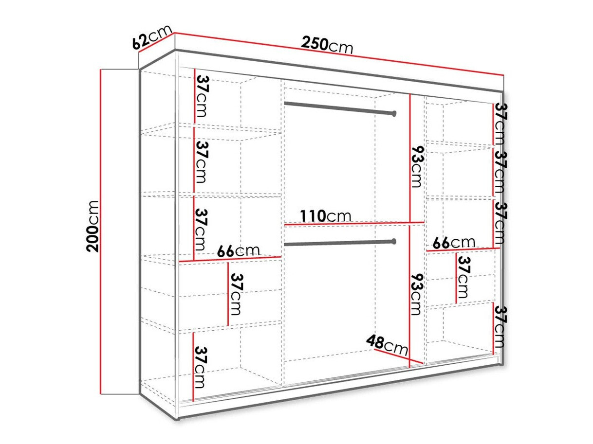 Gardróbszekrény Hartford 245 (Matt fekete + Fekete márvány)