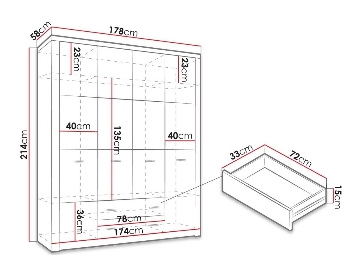 Gardróbszekrény Serfeno 116 (Sötét kőris)