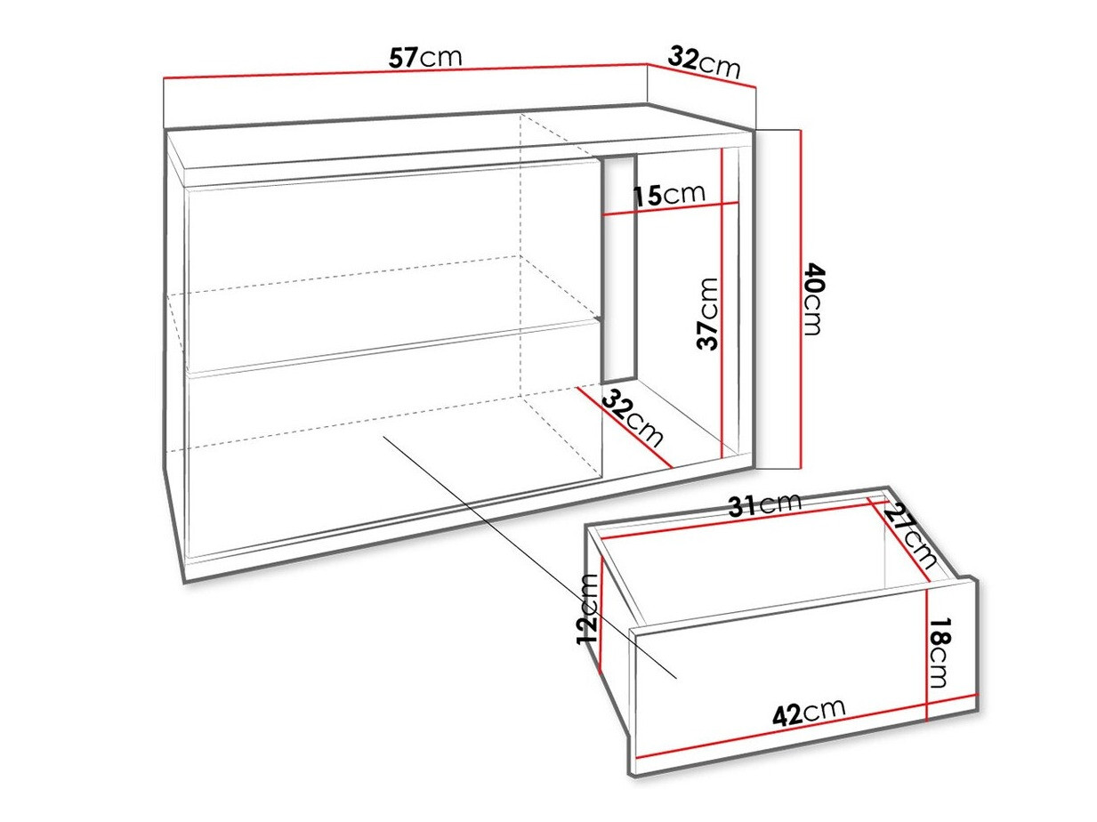 Éjjeliszekrény Hederos (Fehér + Fényes fehér)
