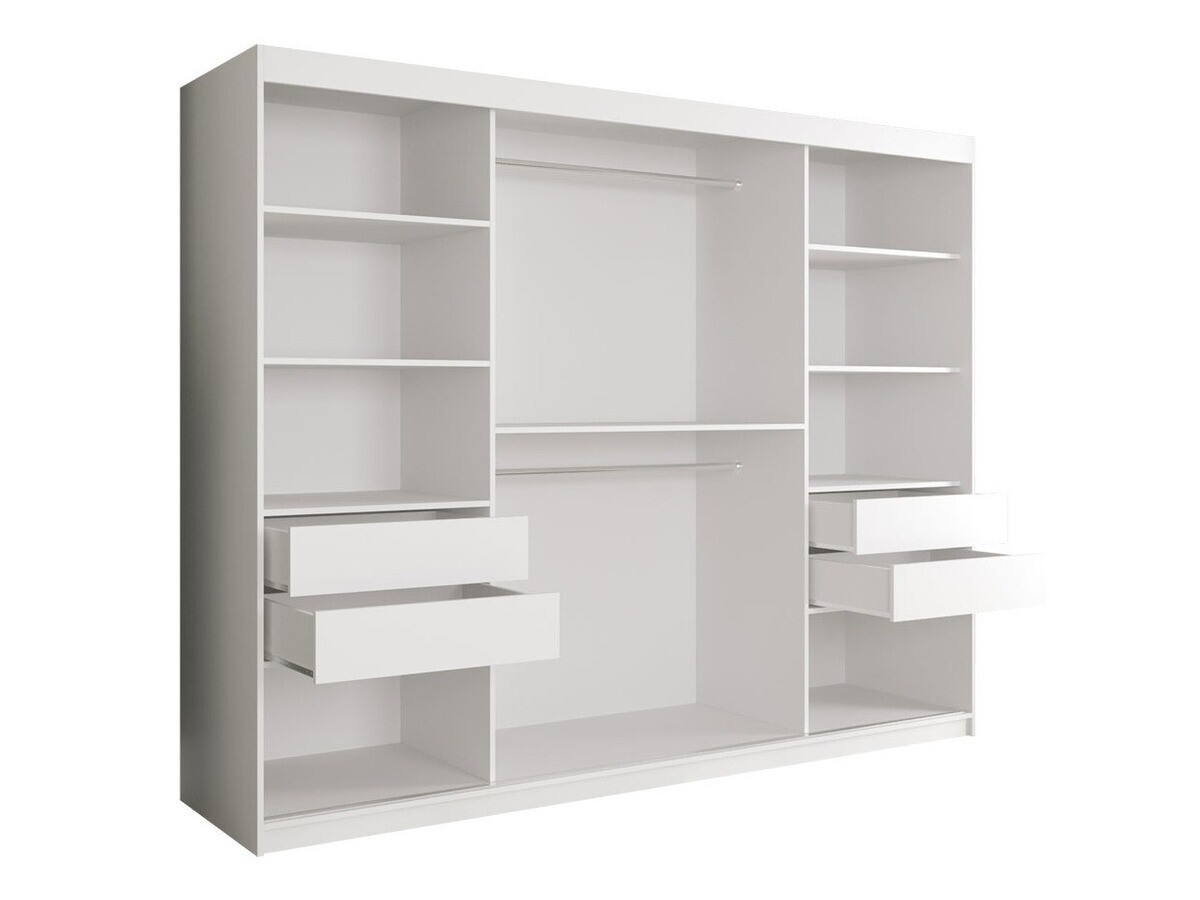 Gardróbszekrény Hartford 251 (Matt fehér + Fekete márvány)