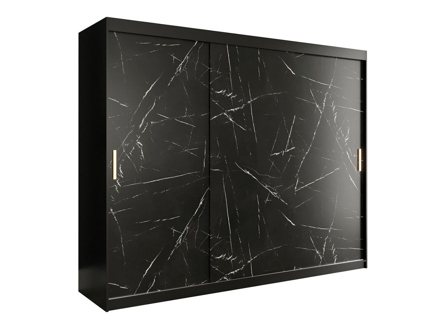 Gardróbszekrény Hartford 251 (Matt fekete + Fekete márvány)